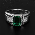 【IKE】Fashion Men Ring Jewelry Rectangle Sapphire Gemstone Finger Ring for Wedding Engagement  Accessories. 