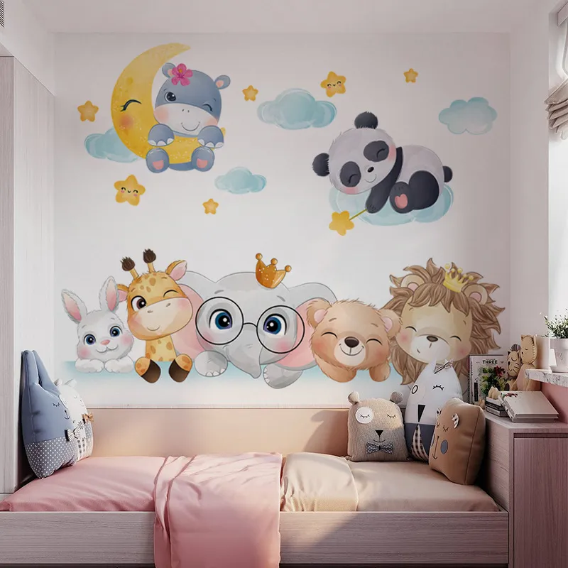 Girl Wall Decals Childrens Room Nordic Cartoon Animals Wall
