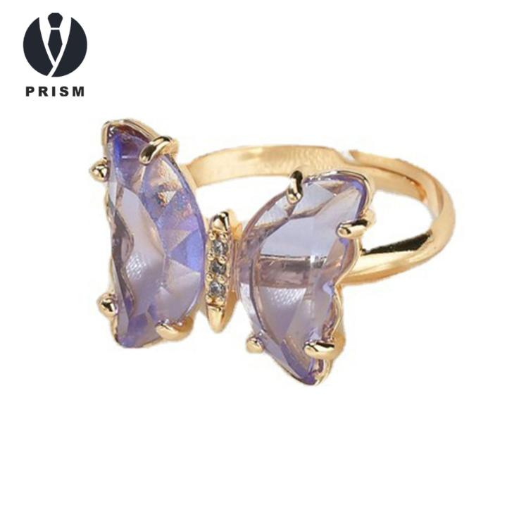 Prism erfly Ring Sparkling erfly Rhinestone Ring Adjustable Jewelry for Wedding Party Gifts tail Ring