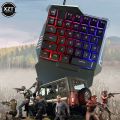 HXSJ G7 USB Wired Game Keyboard with Color LED Backlight 35 Keys Wide Armrest One Hand Keyboard RGB Mechanical Feel Game Keyboard. 
