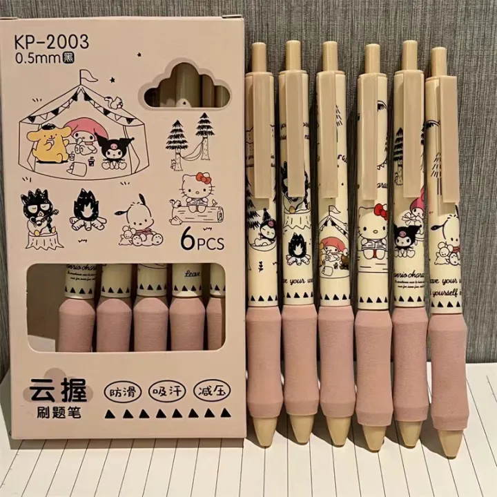 6Pcs%20Fashion%20Cute%20Gel%20Pens%20Black%20Ink%20Press%20Pen%20Kawaii%20Stationery%20Aesthetic%20Stationery%20Cartoon%20Anime%20Ballpoint%20Pen%20Student%20Gifts%20-%20Image%202
