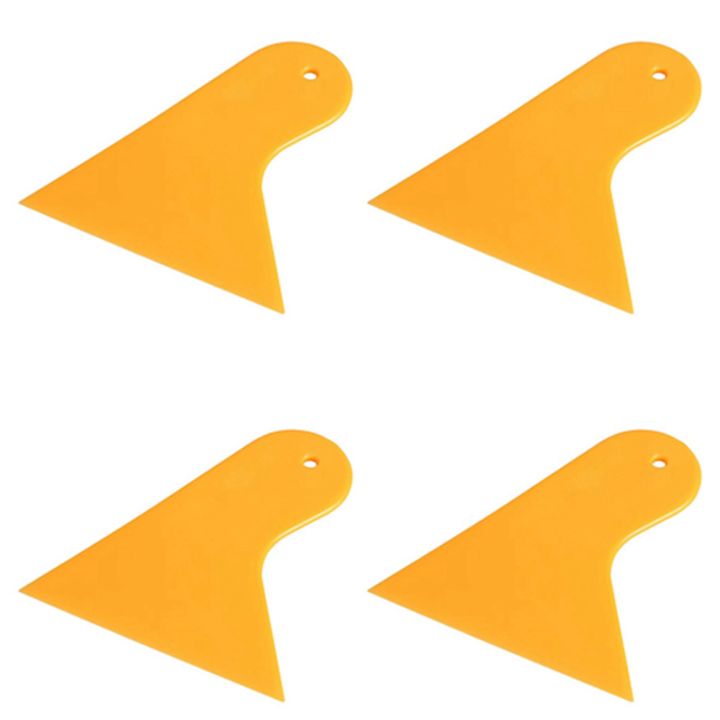 PDTYMWNG 4X Plastic Yellow Auto Car Window Sticker Film Scraper Squeegee Cleaning Tool 10.5X9.5cm