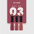 MARS Matte Box Set of 3 Lipsticks for Women | Long-Lasting | Smooth Finish | Moisturising | One Swipe Pigmentation | (3x3.2 gm) (02-Peaches & Nudes) SAB. 