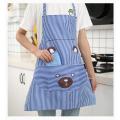 【BestGO】Unisex Apron with Pockets Cartoon Cute Bear Stripe Printed Kitchen Cooking Baking Apron. 