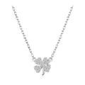 925 Silver four-leaf clover necklace lucky leaf pendant necklace for women girls jewelry gift. 