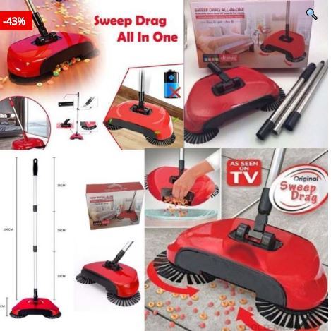 Sweep Drag All – In – One No Electricity Spin Broom Vacuum Cleaner 360 Sweep The Floor Machine