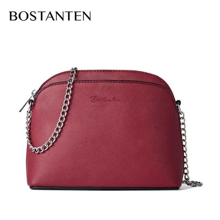 BOSTANTEN Women's Shoulder Bags For Women PU leather  Zippers Sling Bag Pack