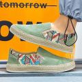 【FOOT SOFA】Men's Summer Linen Breathable Casual Flats Shoes Mens Espadrilles Loafers Fashion Boy Canvas Shoes Fisherman Driving Footwear. 