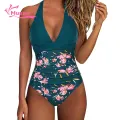 Muses Mall Women Monokini Swimsuit Halter One-piece Swimsuit with Tummy Control for Women High Waisted Backless Bathing Suit in Patchwork Colors Lightweight Monokini. 