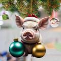 Pig-shaped Christmas Pendant Christmas Pig Ornament Cute Cartoon Xmas Tree Hanging Decor for Festive Home Decoration Pig-themed Christmas Hanging Ornament. 