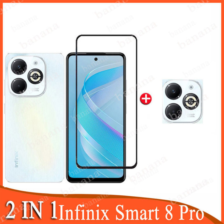 Infinix Smart 8 Pro Tempered Glass For Infinix Smart 8 Hot 40i 40 Pro 8 HD GT 10 Pro 30 VIP 30i 2 in 1 Full Cover Camera Lens Glass Screen Protector