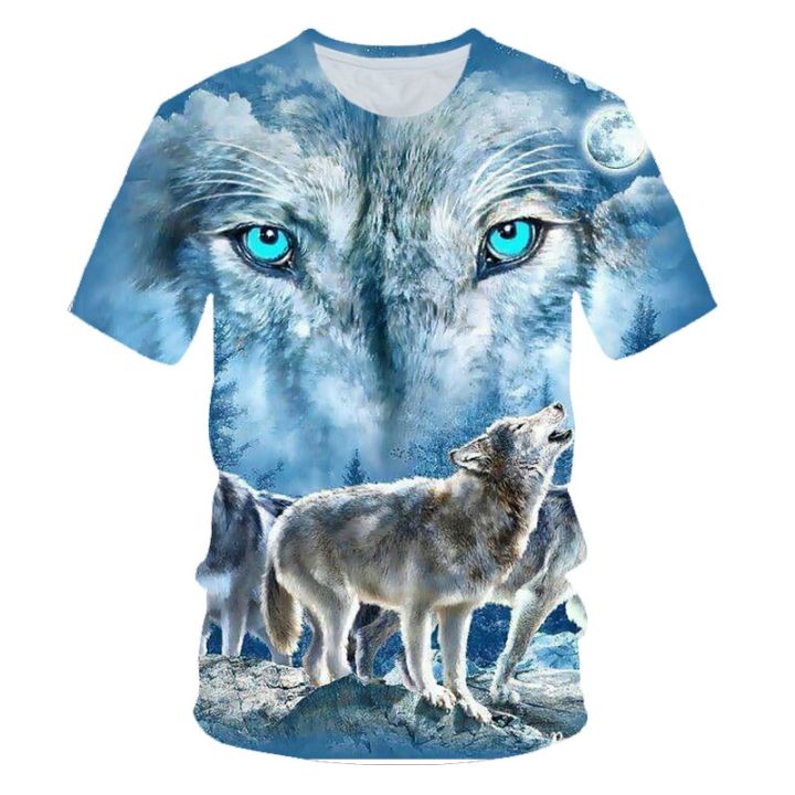 Animal Wolf T Shirt Kids Boys Clothes Summer Short Sleeve Girls