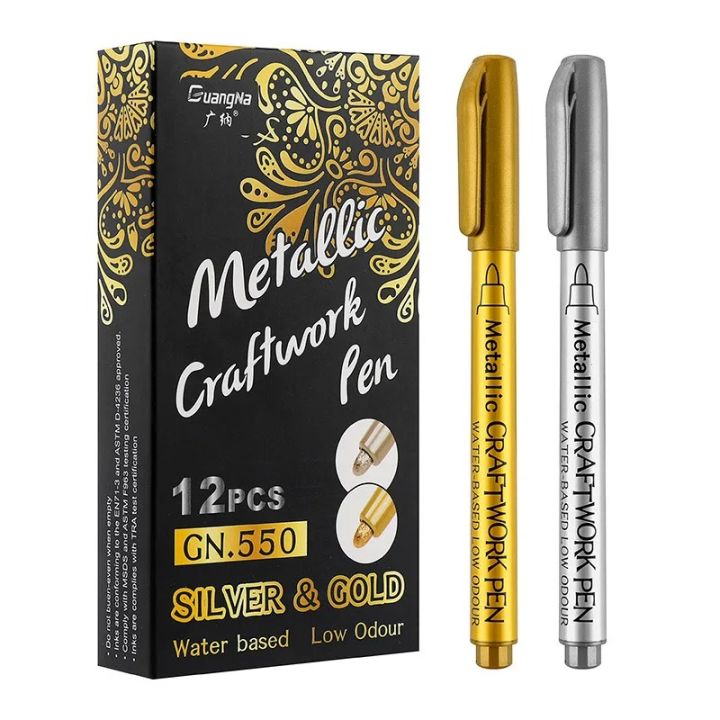 Gold Silver DIY Metallic Permanent Marker Waterproof Craftwork