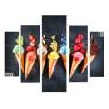 Five (5)Pieces Modern Hd Printed Home Decor Wall Art Picture Frame - Ice Cream. 
