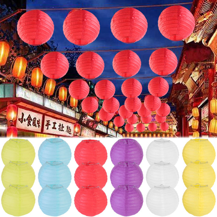 Colourful Hanging Lantern Balls Party Supplies Round Chinese Paper Lanterns Birthday Wedding Party Decoration Gift Crafts