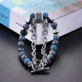 Malachite Beads Bracelets Chain Punk Yoga Chakra Beaded Bracelets for Men Women Fashion Jewelry. 