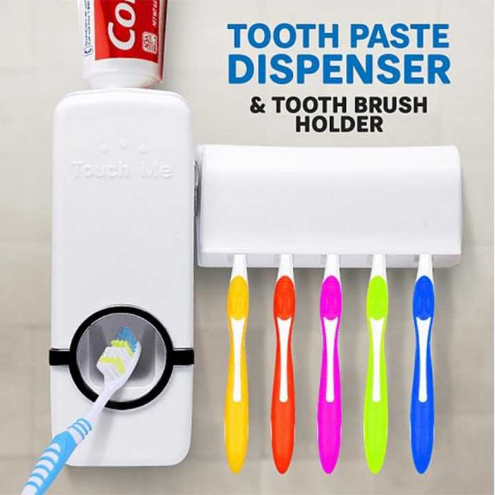 Touch Me & Use Me Automatic One-Touch Toothpaste Dispenser With FREE Brush Holder