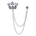 Korean British Style Chain Crown Brooch Suit Tassel Chain Lapel Pin Badge Retro Men Accessories Wedding Banquet Jewelry Gift. 