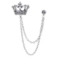 Korean British Style Chain Crown Brooch Suit Tassel Chain Lapel Pin Badge Retro Men Accessories Wedding Banquet Jewelry Gift Queena. 