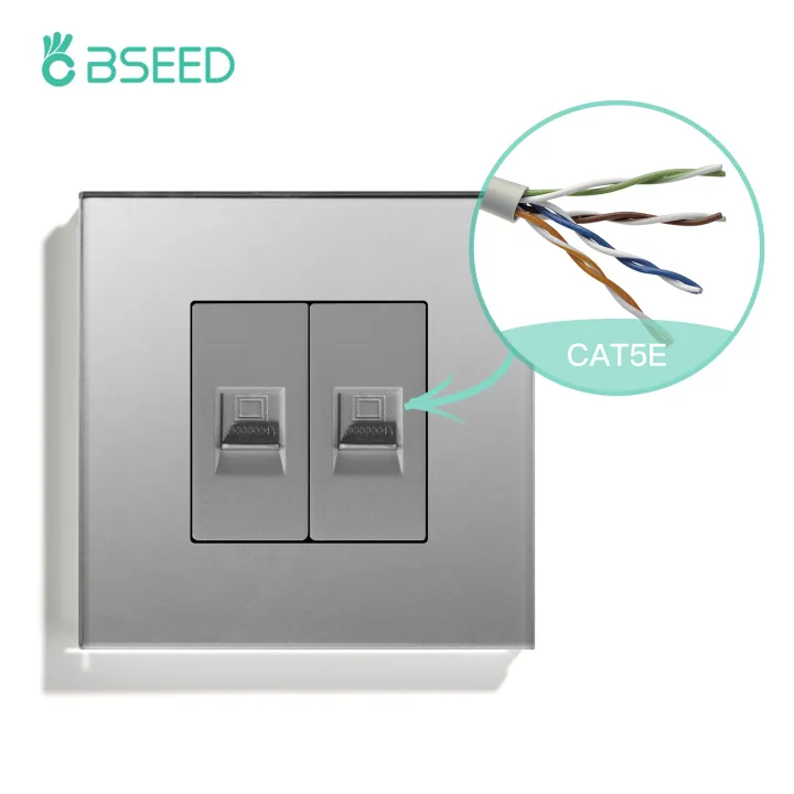 BSEED Double CAT5 Network Data Socket Internet RJ45 CAT6 PC Wall Outlet ...