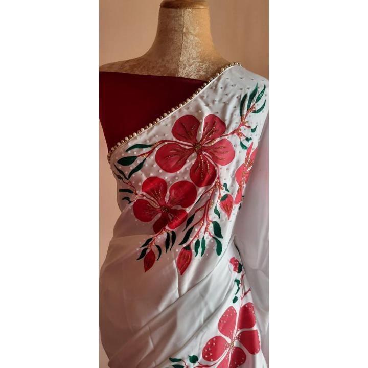 Hand painted saree For Engagement And Weddings