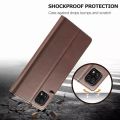 Luxury Leather Flip Pouch Cover For Samsung galaxy A14 5G/A14 4G/A13 4G/M31/A32 4G/A53 5G/A02/M02/A04E/A04S/A03S/A04/A03/A03 CORE/A02S/M02S/M21 - (Brown). 