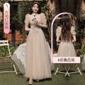 Bridesmaid Dress 2024 Year Fairy Temperament New Summer Niche Wedding Sisters Group Slimming High-Grade Mid-Length Dress. 