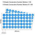 Linman Total 10 Sheets Consecutive 1-50 and 51-100 Waterproof Adhesive Blue Background wNew style ith White Letters Number Stickers Round Self-Adhesive Labels for Labeling, 25.4mm. 