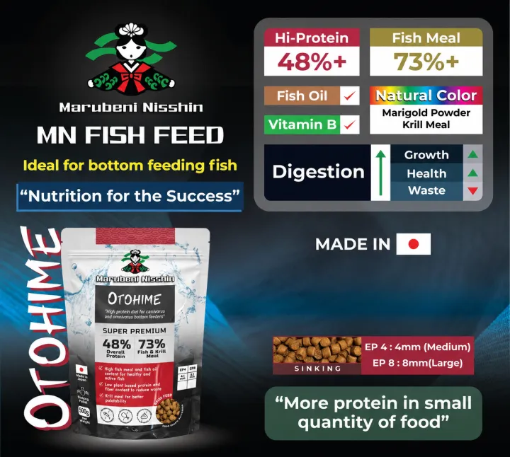 Marubeni%20Nisshin%20MN%20Fish%20Feed%20OTOHIME%20Super%20Premium%204.1mm/8.1mm%20200g%20%E2%80%93%20High%20Protein%20Sinking%20Pallets%20for%20Bottom%20Feeding%20Fish%20-%20Image%202