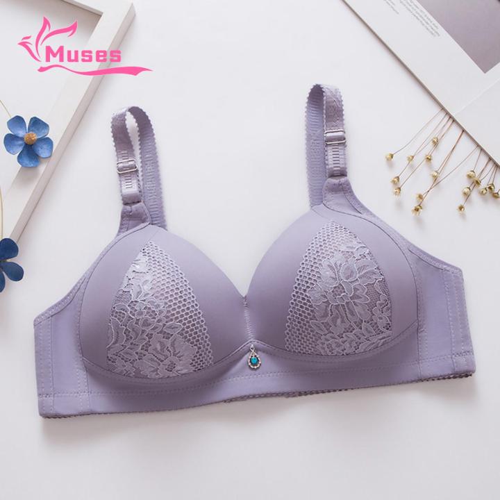 Muses Mall Women Bra Solid Color Sturdy Buckle Brassiere