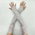 Stage Sequin Reflective Long Cosplay Costume Performance Hook Finger Sex Toys Gloves. 