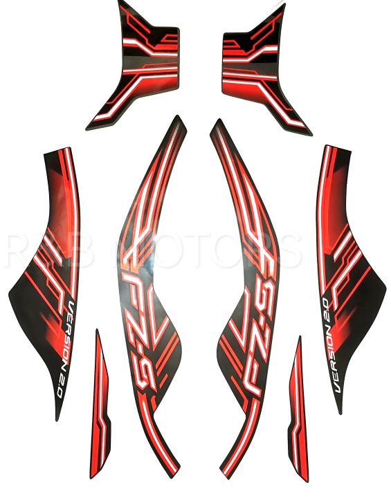 Yamaha Fz-S V2 fuel Injection Black Orange Full Sticker Kit