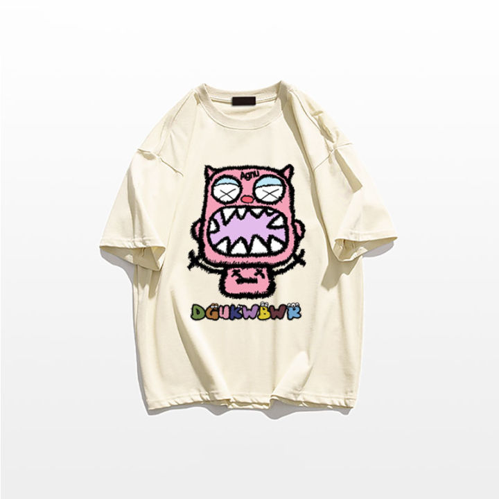 A1108/Couple's%20Clothing%20Little%20Devil%20Cartoon%20Printing%20Loose-Fitting%20Pure%20Cotton%20Top%20Summer%20Mid-Length%20Simple%20All-Matching%20Men%20and%20Women%20-%20Image%205