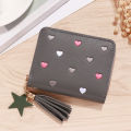 Cute design Women small wallet Stylish Small-sized Zipper closure Ladies mini tassel wallet with tassel PU leather material Cute girl short zipper wallet for Daily use Travel Parties Girls' night out. 