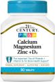 21st Century, Calcium Magnesium Zinc + D3, 90 Tablets. 