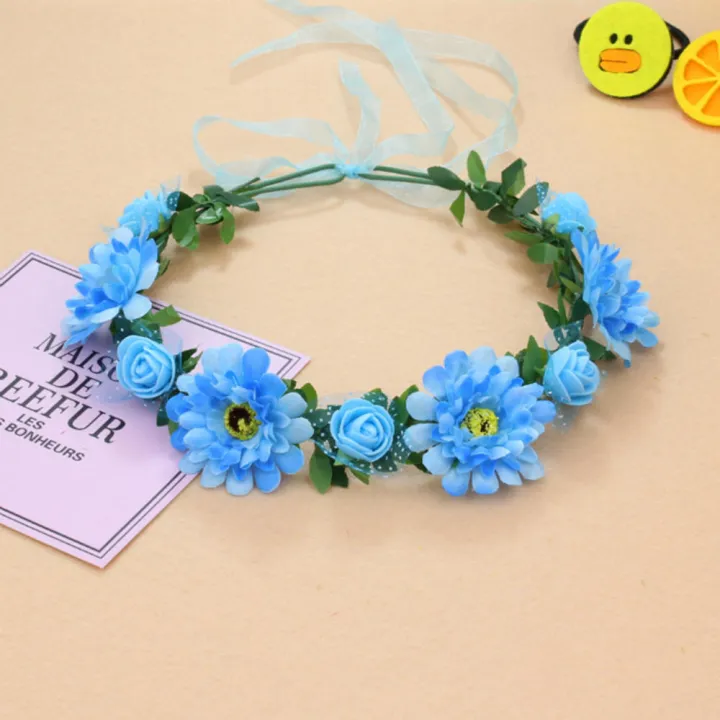 with%20Adjustable%20Ribbon%20Bloomy%20Rose%20Flower%20Leave%20Crown%20Bridal%20Halo%20Headband%20-%20Image%204