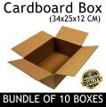 Bundle of 10 Boxes (34*25*12 cm) Cardboard box shipping storage strong packing hard Cardboard box. 