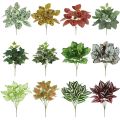 Flower Arrangement 7 Heads Artificial Green Leaves Large Evergreen Leaf Green Potted Lifelike Perilla Leaf Fake Outdoor Indoor Decor. 