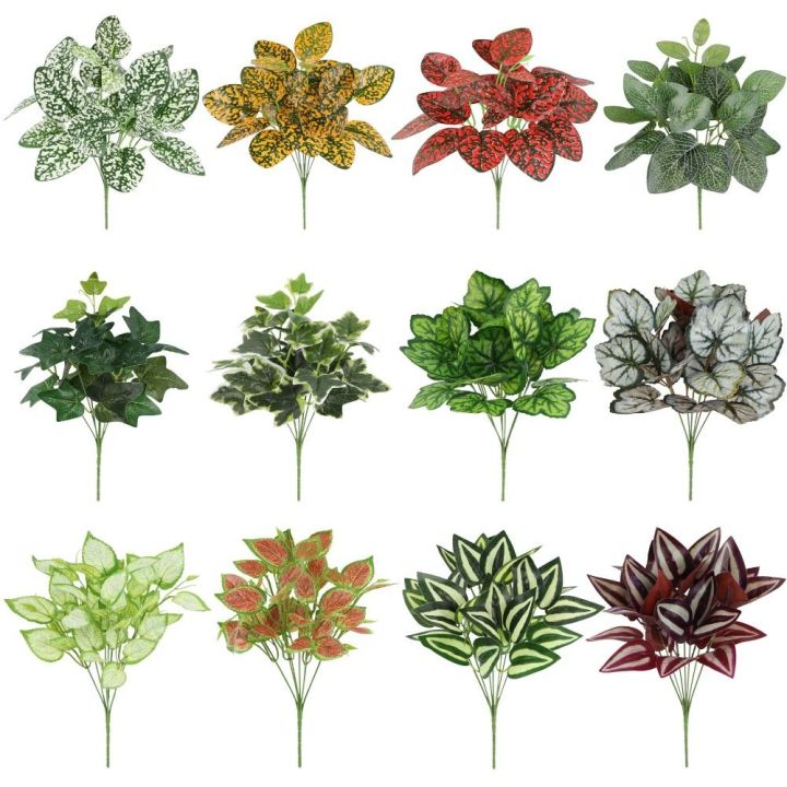 Flower Arrangement 7 Heads Artificial Green Leaves Large Evergreen Leaf Green Potted Lifelike Perilla Leaf Fake Outdoor Indoor Decor