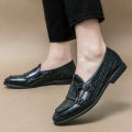 【FOOT SOFA】Large Pointed British Shoes,  Leather, High-quality Men's Shoes, Formal Business Leather Shoes, Wedding Shoes, Sizes 38 To 46, Black Brown, Simple and Breathable Gentlemen's Shoes Slip-Ons & Loafers. 