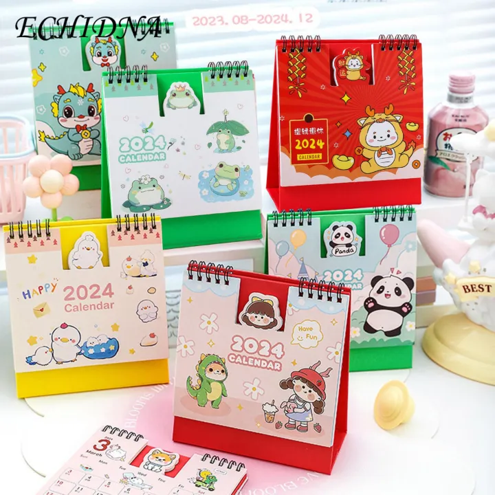 Activity Desk Calendar 2024 Mini Cartoon Desk Calendar Daily Monthly Planner for Home Office Decor Coil Design Perfect for Southeast Asian Buyers Desk Calendar 2024