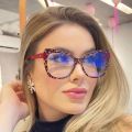 Fashion Transparent Anti-Blue Ray Glasses Wholesale 2024 New Europe and America Cross Border Spring Leg Plain Glasses with Myopia Frame. 