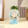 Cute Fairy Pot Cartoon Handmade Succulents Flower Pot Resin Crafts Waterproof Figure Planter Home. 