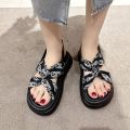 Large Size Women's Shoes Botton Width Fat Girl 35-43 Platform Roman Sandals 41 One-Suit Skirt Summer French Retro Beach Shoes 42. 