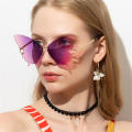 Gradient Colour Butterfly Sunglasses Oversized Large Frame Trendy Fashion Sunglasses Women's Stylish Gradient Sunglasses for Outdoor Casual Wear Fashion Accessory Eye Safety Female Audience. 