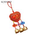 New Year Pendant Colorful Embroidered Wind Chimes for Festive Car Decoration Vibrant Metal Bell Hanging Decor Chinese-style Wind Chime Sachet. 