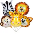 Jungle Animals Foil Balloons, Jungle Birthday Party, Various Sizes, Reusable and Self Sealing. 