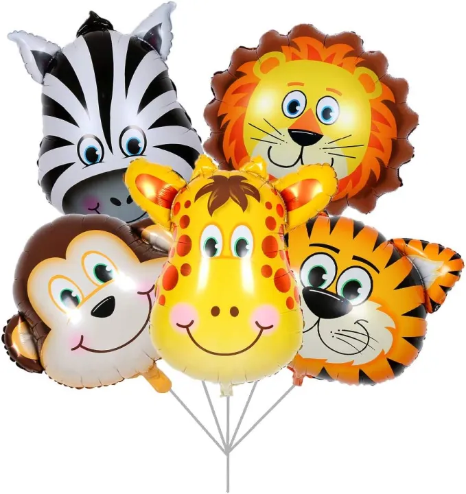 Jungle Animals Foil Balloons, Jungle Birthday Party, Various Sizes, Reusable and Self Sealing