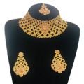 Luxury fashion Women Bridal  Wedding Jewellery Multi-color Jewelry Set Elegant Fashionable Diamond Alloy Necklace + Earing Set + Maangtikka  Necklace Set For Women. 