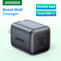 UGREEN 45W GaN Charger with Dual USB Type C Ports Fast Charging for iPad Pro iPad mini SAMSUNG S23 S22 S21 S20 iPhone 13 pro max. 